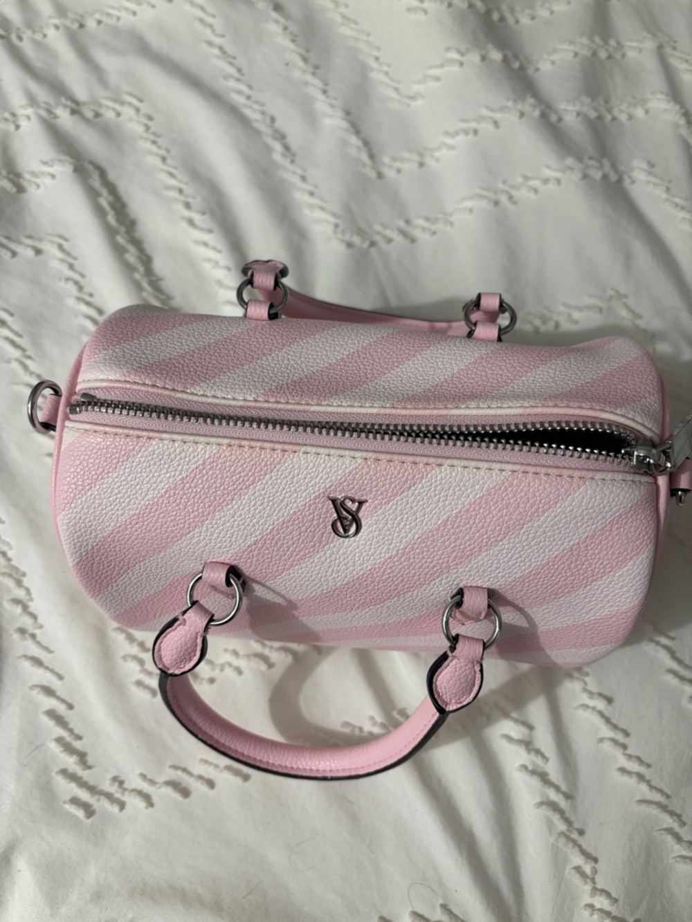 Victoria Secret heritage Pink Striped Top-Handle Women's Satchel - Picture 2 of 5